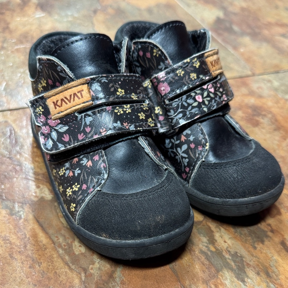 Black Floral Kids Boots